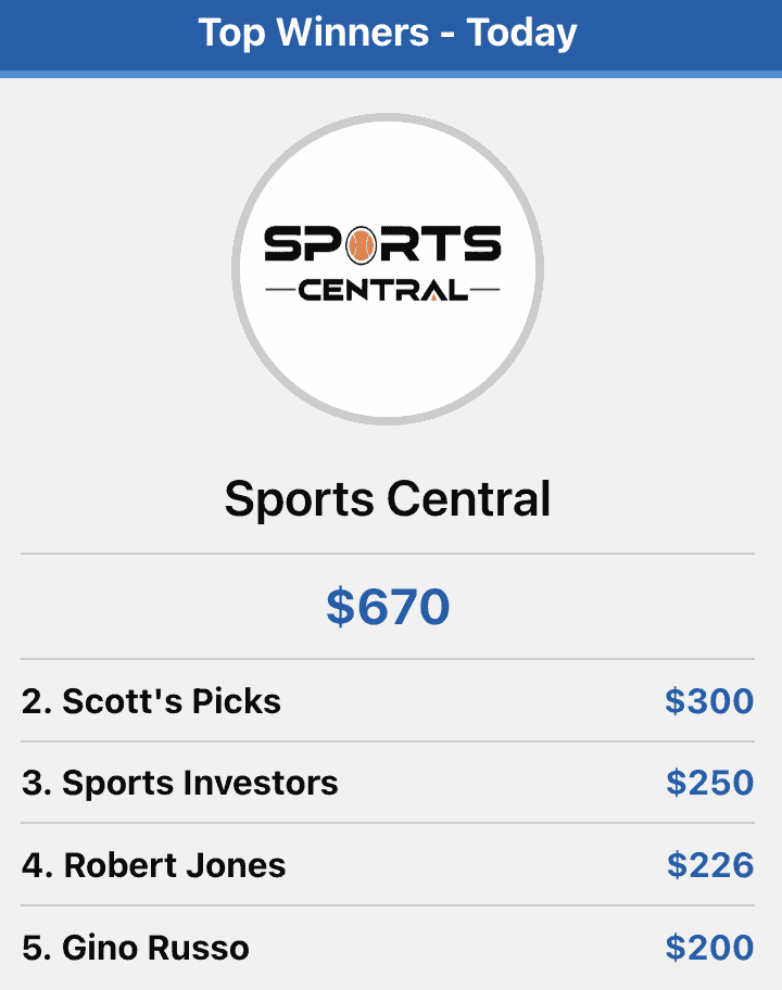 Yesterdays Winners at Sport Hub